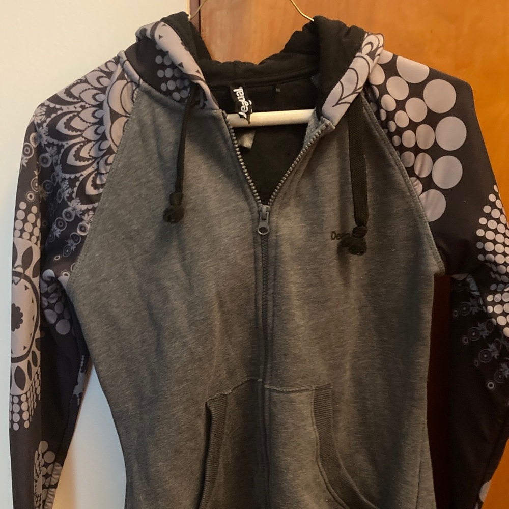 Desigual medium black and gray zip up hoodie.